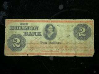1862 $2 BULLION BANK ISSUED WASHINGTON D.C. SERIAL #26 ID#D241  