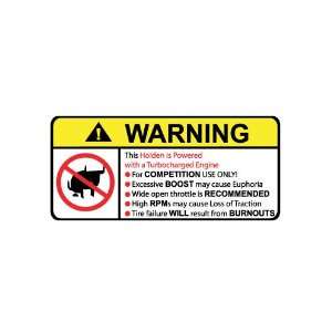  Holden Turbocharged No Bull, Warning decal, sticker