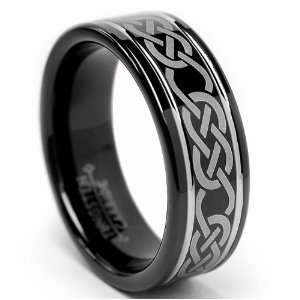  8MM Black CELTIC Tungsten Carbide Ring Wedding Band Size 8 
