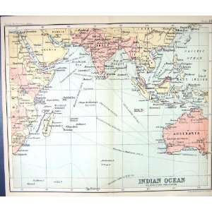  ANTIQUE MAP c1901 INDIAN OCEAN BAY BENGAL MADAGASCAR SUMATRA 