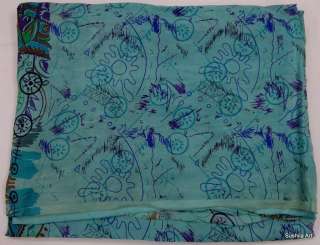 Light Sky Blue/ Light Turquoise tone Real Pure Silk Indian Vintage 