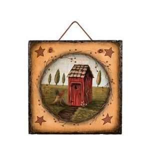  Primitive RED ROOSTER OUTHOUSE Slate
