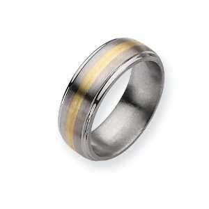   14k Gold Inlay 8mm Brushed and Polished Band Size 11.75 Jewelry
