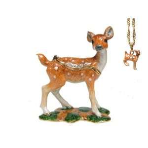  Bambi Baby Deer Bejeweled Trinket Box 
