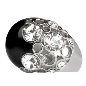  Trixie Black Crystal Cocktail Ring (6) Jewelry