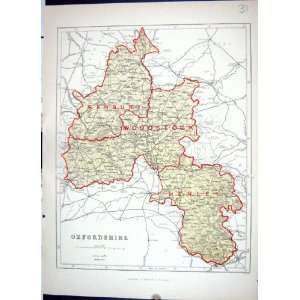   Map 1886 Oxfordshire Banbury Woodstock Henley Oxford