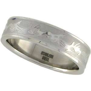 Surgical Stainless Steel 5/16 in. (8mm) Tribal Inspired Design Band 