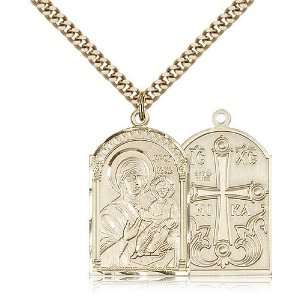 Gold Filled Mother of God Medal Pendant 1 1/8 x 5/8 Inches 0267GF 