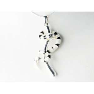 Black White Painted Striking Tree Snake Body Wrapped Costume Pendant 