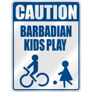   CAUTION BARBADIAN KIDS PLAY  PARKING SIGN BARBADOS 