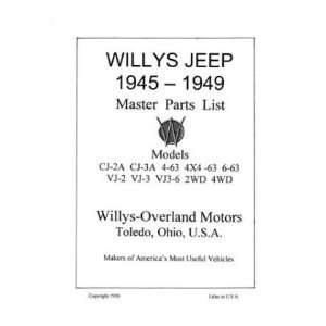  1945 1946 1947 1948 1949 JEEP WILLYS Parts Book List Automotive
