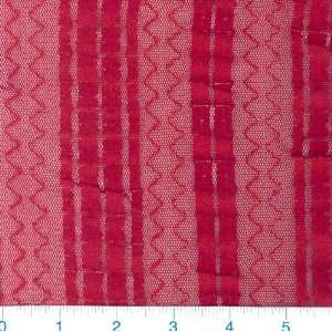  54 Wide Stretch Lace   Red Stripe Fabric By The Yard 