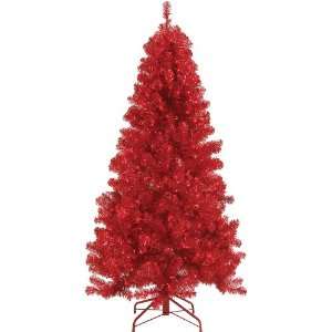   CHRISTMAS 4.5 FT Paradise RED Tinsel Tree with Lights