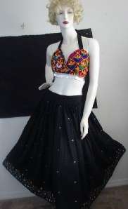   Banjara coin Bra black long skirt set Belly Dance costume INDIA ATS