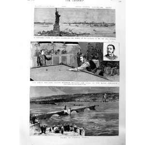  1886 Bartholdi Statue Liberty Floods France Billiards 