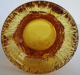   Amber Pressed Glass Toothpick Holder c.1900 U.S. Glass Tree Stump Base