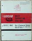 LUCAS BMC Equipment & Spare Parts 1962 #900/62 Austin Healey Riley MG 