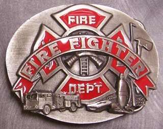 Pewter Belt Buckle Fire Department Firefighter NEW  