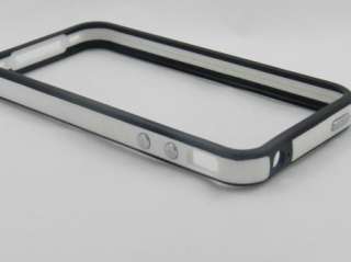 Black and White Bumper Case Cover W/ Metal Buttons for iPhone 4 4S 