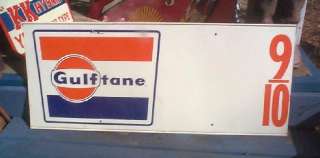   Gulftane Gulf Price Sign Oil Gasoline Pump Gas service station  