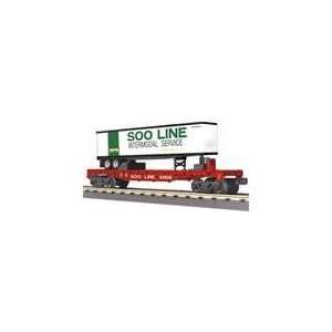    30 76265 MTH RailKing O Flat Car w/ Trailer Soo Line Toys & Games