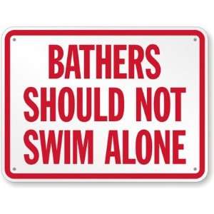  Bathers Should Not Swim Alone Diamond Grade Sign, 24 x 18 
