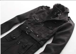 Autumn Winter Mens Casual Fashion Wool Jacket Coat Black Gray 2 Size 