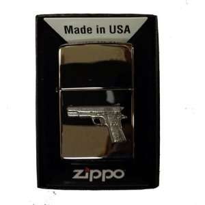 Zippo Custom Lighter   9mm Semi Automatic Pistol GUN Emblem Logo 