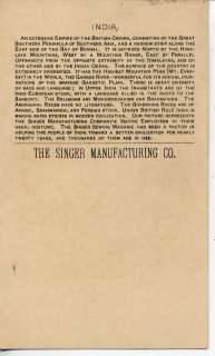 1800s TRADE CARD SINGER SEWING MACHINE INDIA J OTTMANN  