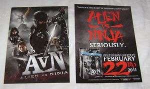ALIEN VS NINJA AVN DVD FUNIMATION PROMO CARD 5x7  