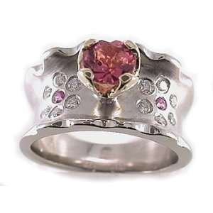    1.07ct. Diamond & Round Pink Tourmaline Gemstone Ring Jewelry