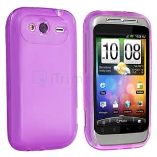 Clear Dark Purple TPU Rubber Skin Gel Soft Phone Cover Case For HTC 