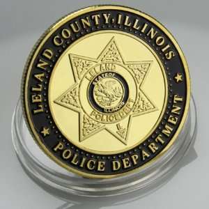 Leland County, Illinois Police Dept.Challenge Coin 666 
