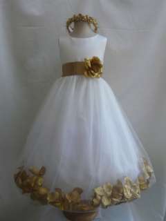 NEW IVORY GOLD CHRISTMAS PAGEANT PARTY GIRL DRESS  