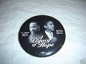 Senator OBAMA & Martin Luther King Photo Button   New  