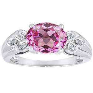  CandyGem 10k Gold Lab Created Oval Pink Topaz and Diamond 