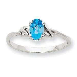  Blue Topaz Birthstone Ring in 10k White Gold Jewelry
