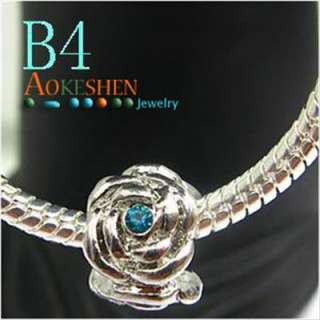 Blue Flower Metal Spacer Bead fit Charm Bracelet B4  