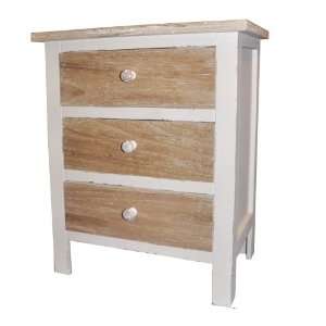   Country Look Cream Bedside Three Drawer Bedside Table