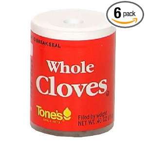 Tones Whole Cloves, .40 Ounce Containers (Pack of 6)  