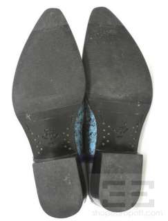 Miu Miu Brown & Blue Leather & Suede Mens Cowboy Boots Size 9.5 
