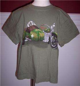 Flapdoodles Boys Camo Cycle Motorcycle Shirt Top Sz 6  