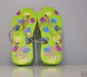Jelly Belly Lime Green flip flops ~ Small 5 6  