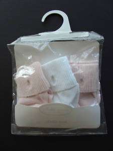 NWT 3PK Baby Pink & White RALPH LAUREN Layette Socks  