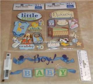New Baby Boy 12x12 Scrapbook Album Set Paper Stickers card making 