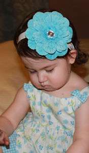 Baby Girl Large 4.5 Light Blue Bling Flower Headband  