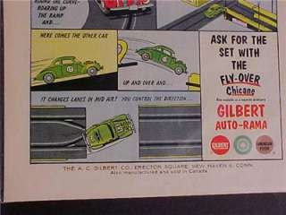 OLD~ANTIQUE GILBERT TOY SLOT CAR RACE TRACK SET PRINT AD~ORIG VINTAGE 