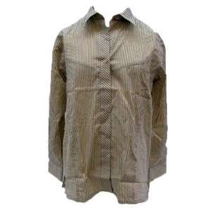    Afiva Womens Striped Button Up Shirt Beige Medium 