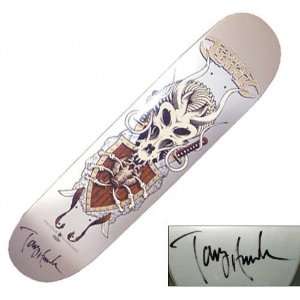  Tony Hawk Autographed Dragon Shield Silver Skateboard 