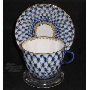  Lomonosov Cobalt Net Vintage Porcelain Teacup Kitchen 